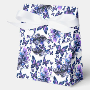 Cosmic Sparkle Butterflies Pattern Tent Favor Boxes