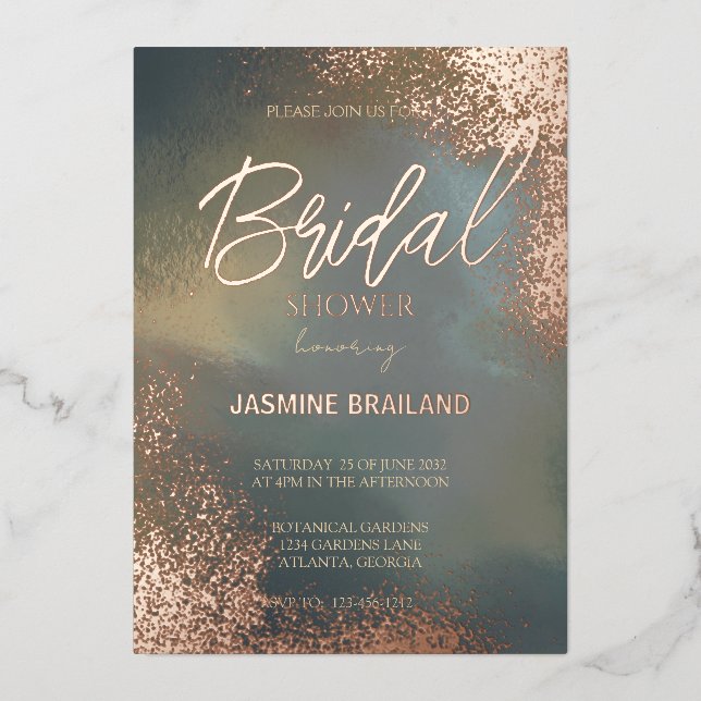 Cosmic Sparkle Hombre Wash Bridal Shower  Foil Invitation (Front)