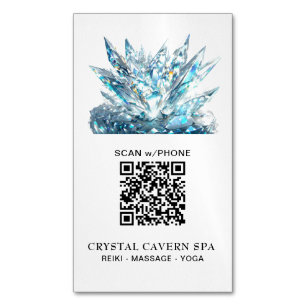 *~* Cosmic Sparkling Magical Blue Crystal QR Business Card Magnet