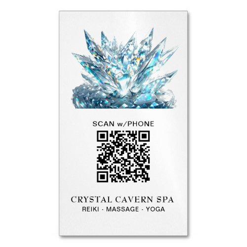  Cosmic Sparkling Magical Blue Crystal QR Business Card Magnet