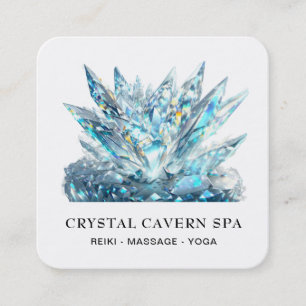 *~* Cosmic Sparkling Magical Blue Crystal QR Square Business Card