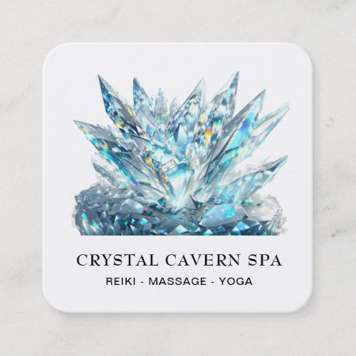  Cosmic Sparkling Magical Blue Crystal QR Square Business Card