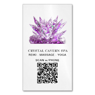 *~* Cosmic Sparkling Magical Magenta QR Crystal Business Card Magnet