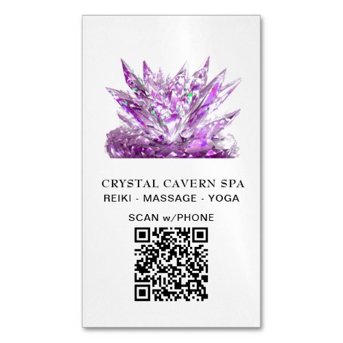  Cosmic Sparkling Magical Magenta QR Crystal Business Card Magnet