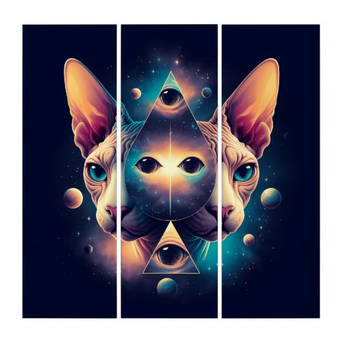 Cosmic Sphynx Cats All_seeing_eye of Providence Triptych
