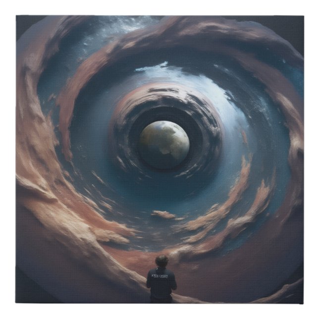 Cosmic Spiral Abyss Abstract Digital Canvas Art  (Front)