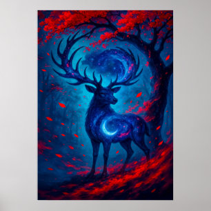 Cosmic Stag with Galaxy Antlers Fantasy Poster