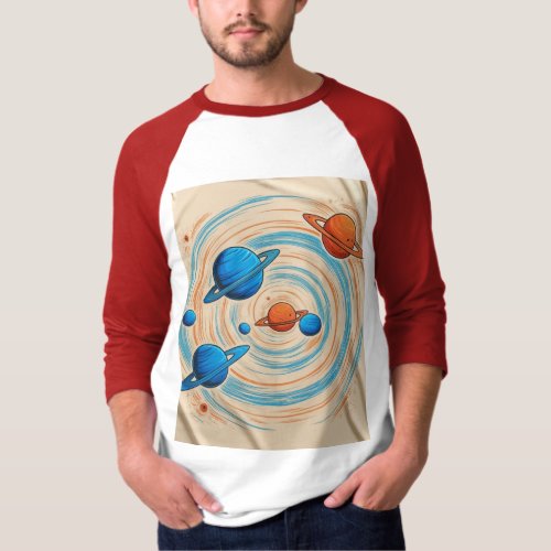 Cosmic Star and Earth Emblem Art Print T_Shirt