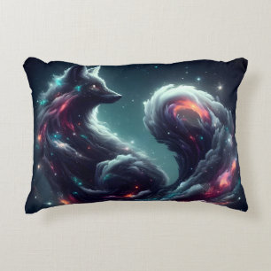 Cosmic Starlight Fox Spirit Fantasy Animal Accent Pillow