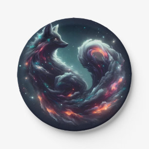 Cosmic Starlight Fox Spirit Fantasy Animal Paper Plates