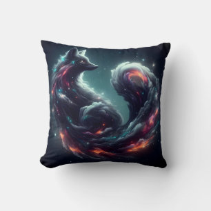 Cosmic Starlight Fox Spirit Fantasy Animal Throw Pillow