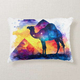Cosmic Starry Night Egyptian Camel Landscape Accent Pillow