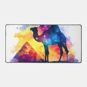 Cosmic Starry Night Egyptian Camel Landscape Desk Mat