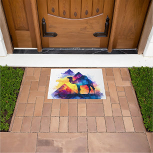 Cosmic Starry Night Egyptian Camel Landscape Doormat