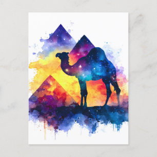 Cosmic Starry Night Egyptian Camel Landscape Holiday Postcard