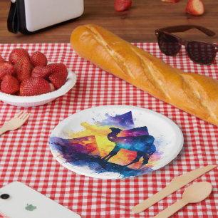 Cosmic Starry Night Egyptian Camel Landscape Paper Plates