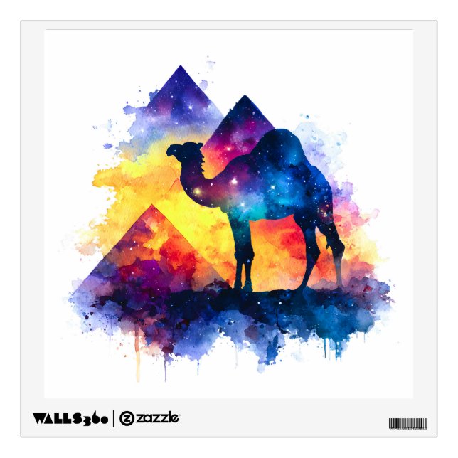 Cosmic Starry Night Egyptian Camel Landscape Wall Decal (Front)