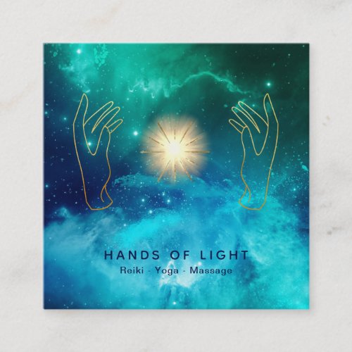  Cosmic Stars Healing Hands Universe Energy Square Business Card