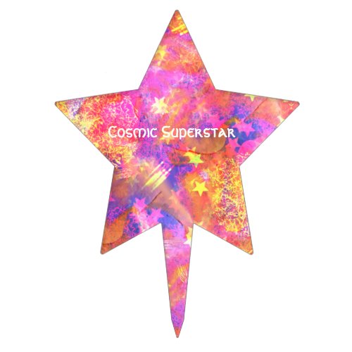 Cosmic Stars in a galaxy of pink blue orange reds Cake Topper