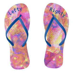Cosmic Stars in a galaxy of pink blue orange reds Flip Flops
