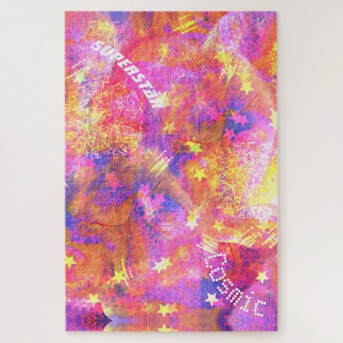 Cosmic Stars in a galaxy of pink blue orange reds Jigsaw Puzzle