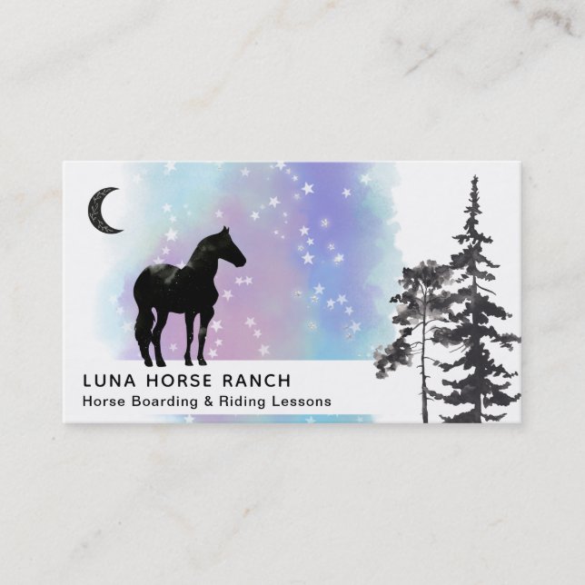 *~* Cosmic Stars Moon Horse Ranch Rainbow Shaman Business Card (Front)
