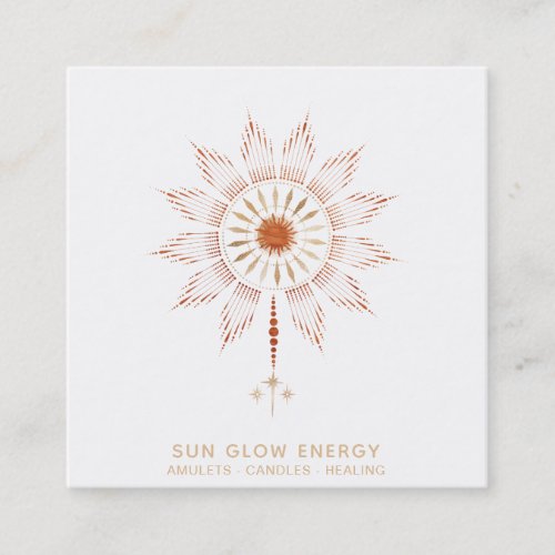 Cosmic Stars Sun Rays Energy Glow Square Business Card