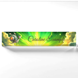 Cosmic Steampunk Snailbird – Neon Dream Creature. Desk Name Plate