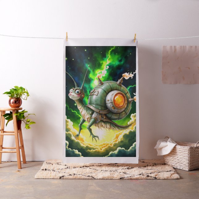 Cosmic Steampunk Snailbird – Neon Dream Creature.  Fabric (In Situ)