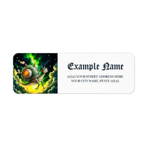 Cosmic Steampunk Snailbird – Neon Dream Creature. Label
