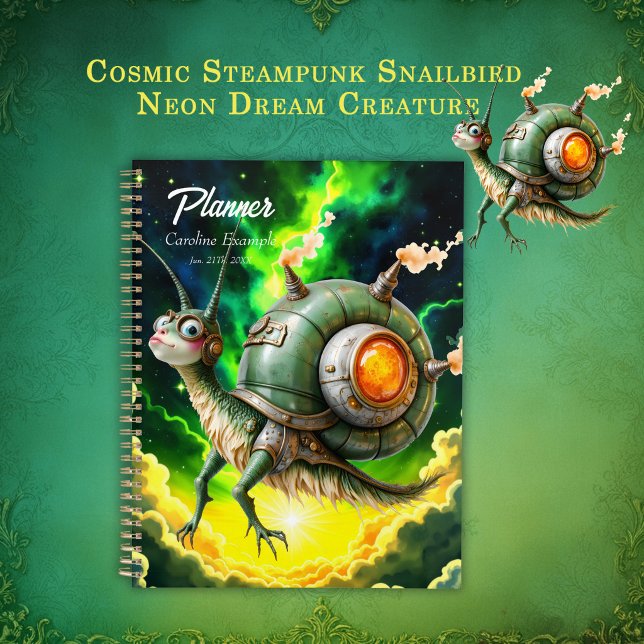 Cosmic Steampunk Snailbird – Neon Dream Creature.  Planner (Creator Uploaded)