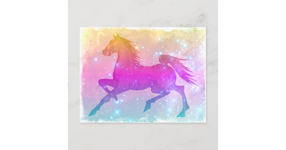 Cosmic Steed Colorful Horse Stars Post Card
