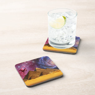 cosmic storm above egypt beverage coaster