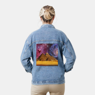 cosmic storm above egypt denim jacket