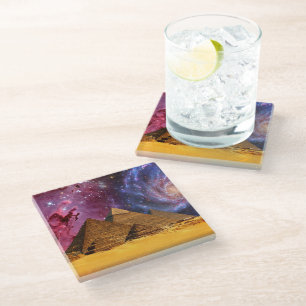cosmic storm above egypt glass coaster