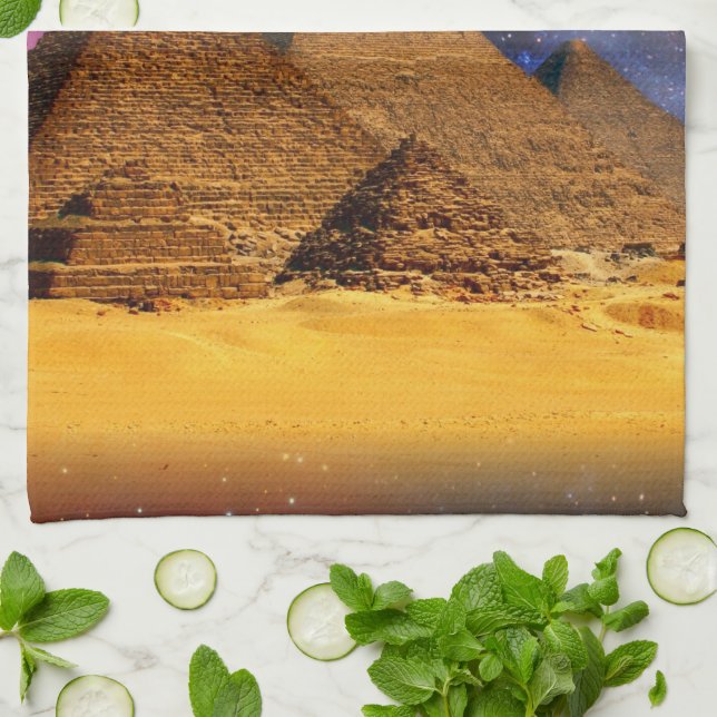 cosmic storm above egypt kitchen towel (Folded)