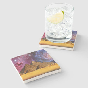 cosmic storm above egypt stone coaster