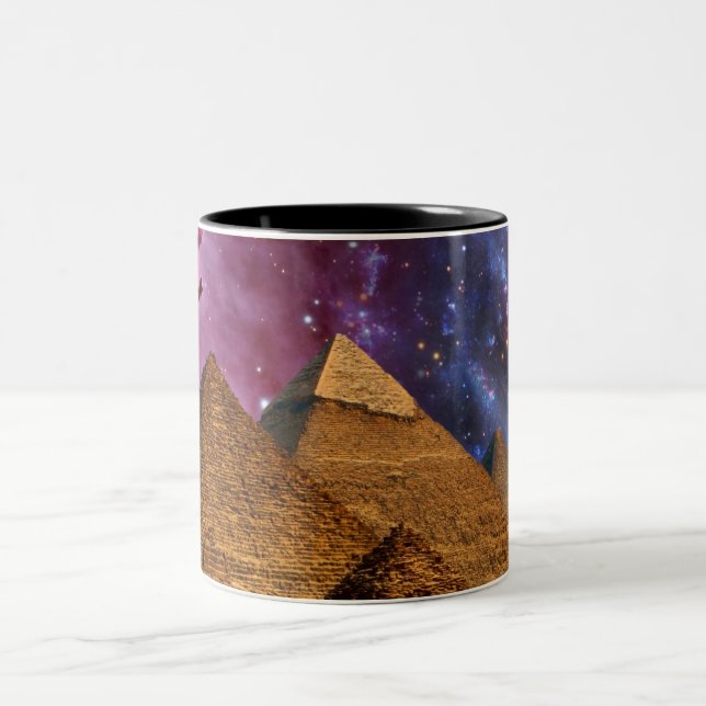 cosmic storm above egypt Two-Tone coffee mug (Center)