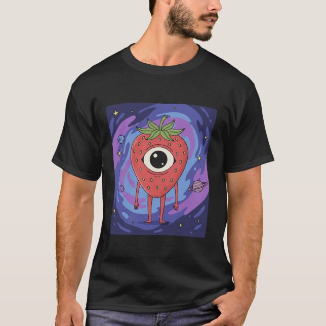 Cosmic Strawberry Alien – Cute Sci-Fi Fruit   T-Shirt (Front)