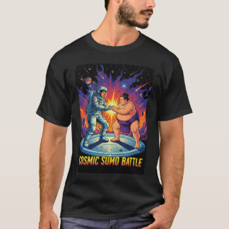 Cosmic Sumo Showdown - Retro 80s Sci-Fi Wrestling T-Shirt