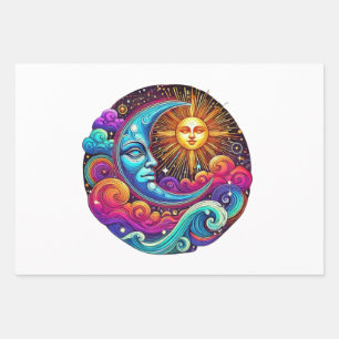 Cosmic Sun and Moon Celestial Dreams Wrapping Paper Sheets