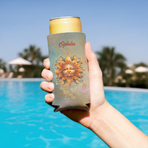 Cosmic Sun Face Personalized Can Cooler