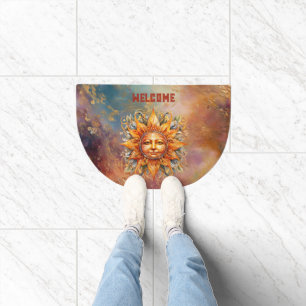 Cosmic Sun Face Personalized  Doormat