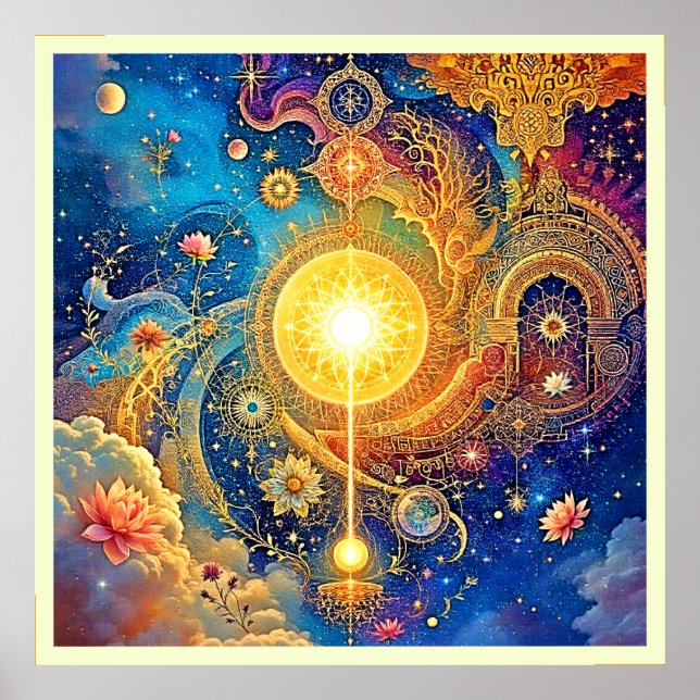 Cosmic Sun Mandala Art Poster (Front)