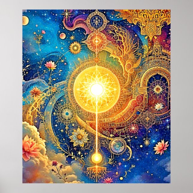 Cosmic Sun Mandala Art Poster (Front)