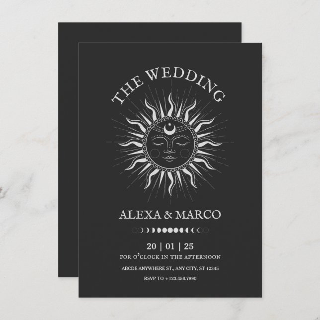 Cosmic sun tarot mystical wedding  invitation (Front/Back)