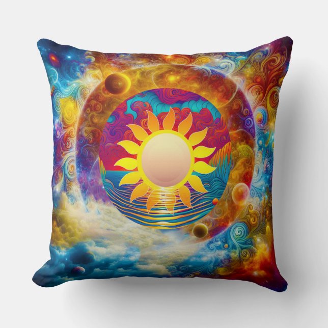 Cosmic Sun Throw Pillow (Front)