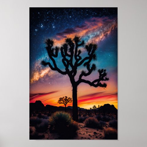 Cosmic Sunset at Joshua Tree National Park Art Poster