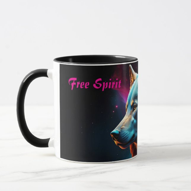 Cosmic Surreal Fantasy Wolf Custom Abstract Art  Mug (Left)