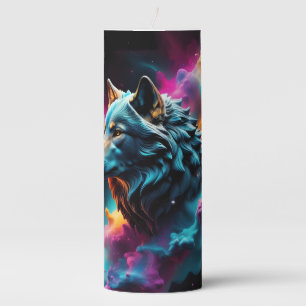 Cosmic Surreal Fantasy Wolf Custom Abstract Art Pillar Candle